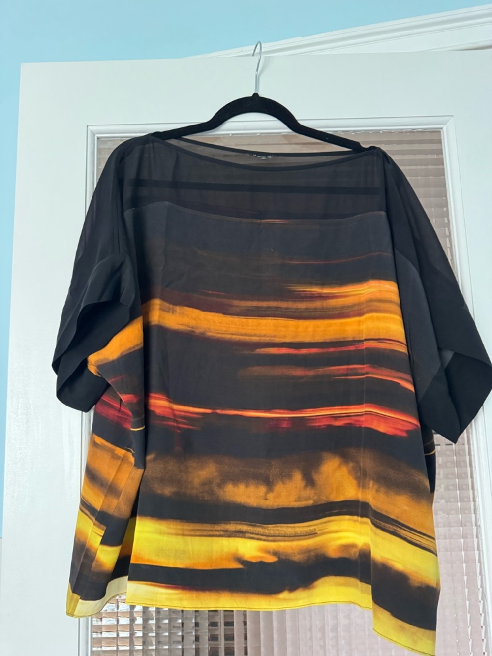 Lafayette 148 New York Black Top with Subtle Sunset Accent
